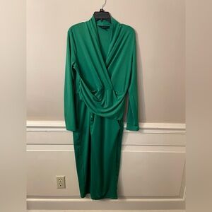 Women’s Rachel & Roy Green Wrap Dress Long Midi V Neck Size XL